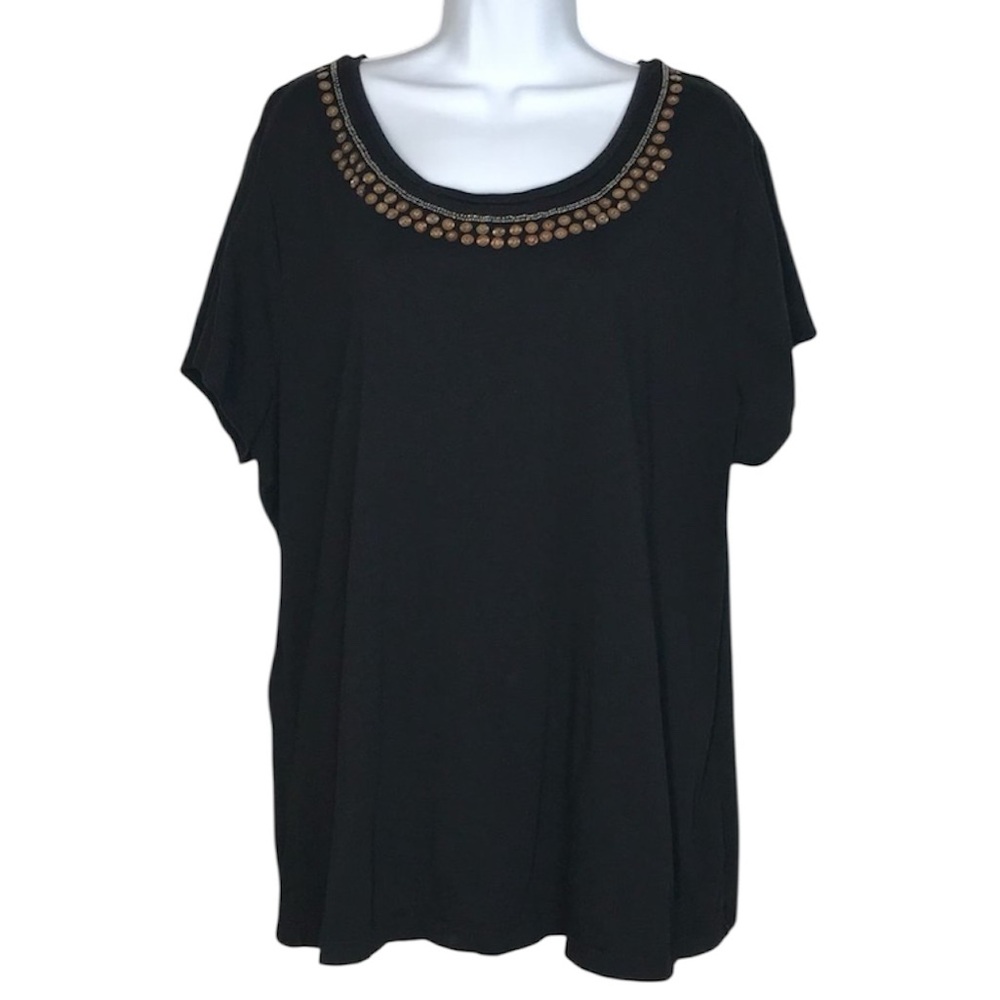 St. John's Bay Embellished Top Black Size 3X